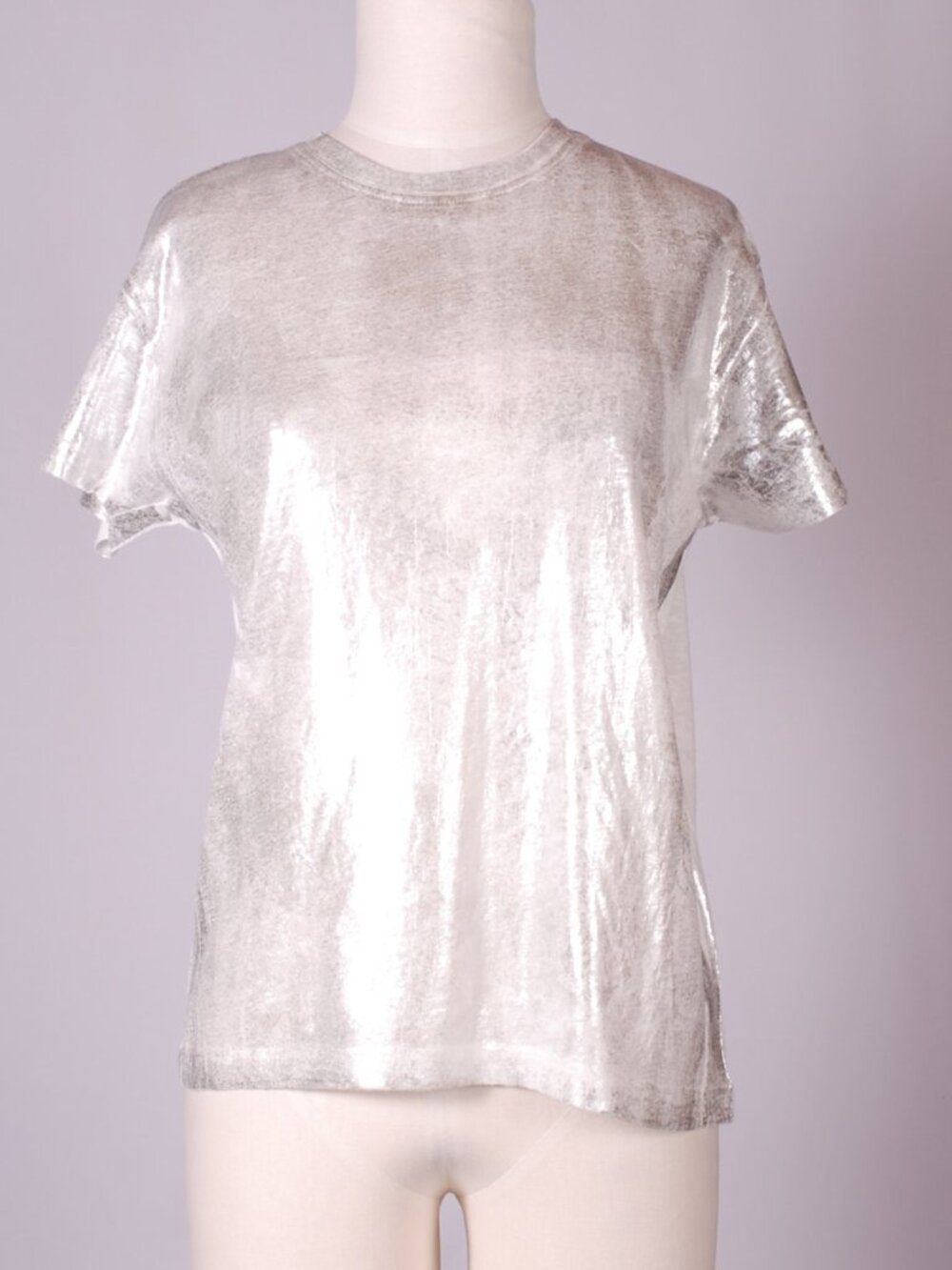 EUC Jaded London Silver Metallic Foil Tee, Sz - M